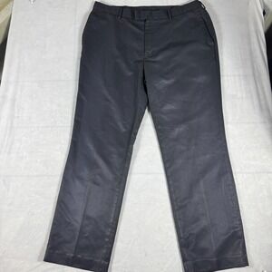 Perry Ellis Mens Flat Front Dress Pants Dark Gray Straight Leg Comfort 38x32